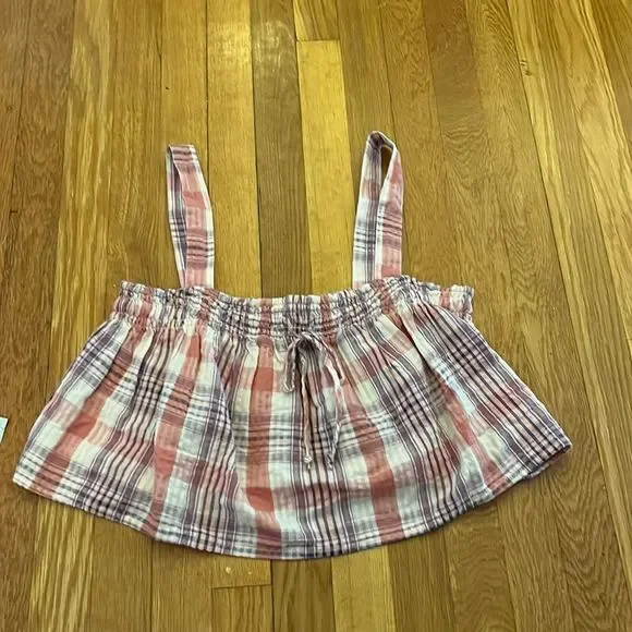 American Eagle Outfitters Tops Aeo Nwot Plaid Ruffle Crop Top
